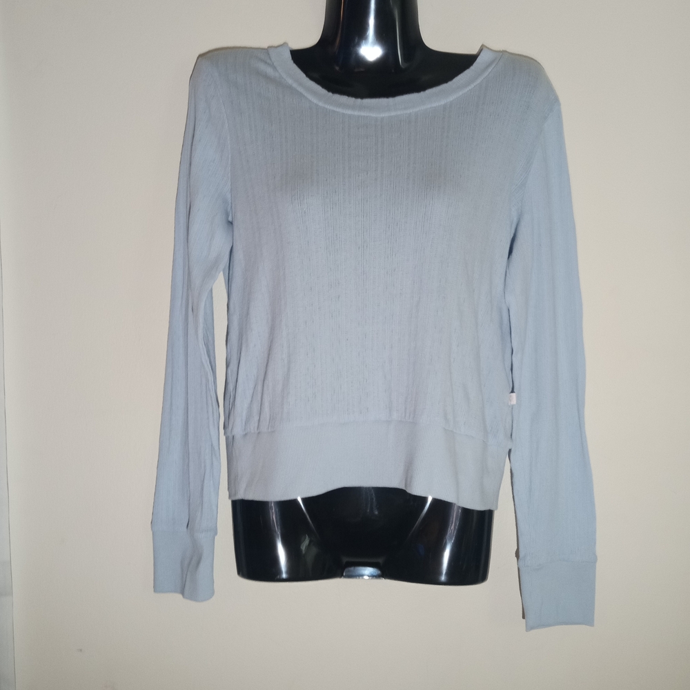 Only Light Blue Long Sleeve Ribbed Pullover